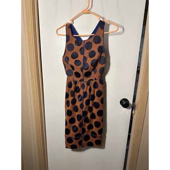 Anthropologie Maeve - Rokin Polka Dot Blue Crisscross Back Casual Dress sz 0 - Picture 2 of 13